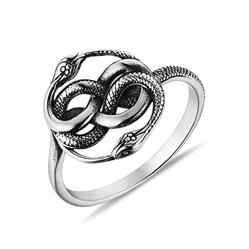 Viking Jormungandr Snake Ring, stainless steel