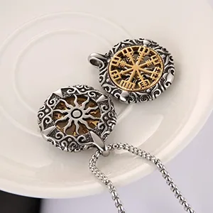 Viking Vegvisir Norse Pendant, stainless steel, another view