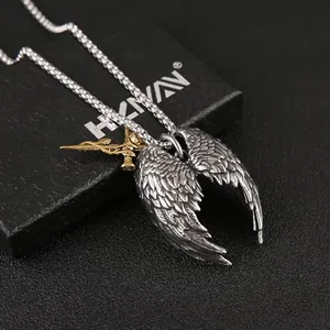 Angel Wing Pendant, stainless steel, another view