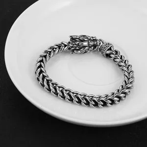Dragon Snake Wolf Bracelet, stainless steel, Cuban chain, 8 mm, another view