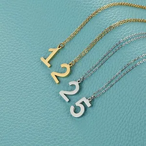 Number Pendant, stainless steel, gold, another view