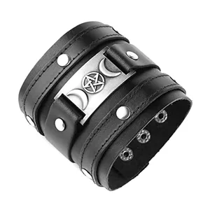 Viking Cuff Bracelet, leather, another view