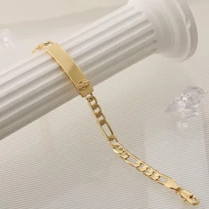 Dainty Religious Saint Bracelet, gold-plated steel, Figaro chain, gold, another view