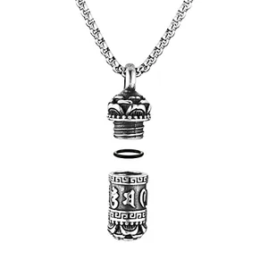 Tibetan Buddhism Meditation Pendant, stainless steel, another view