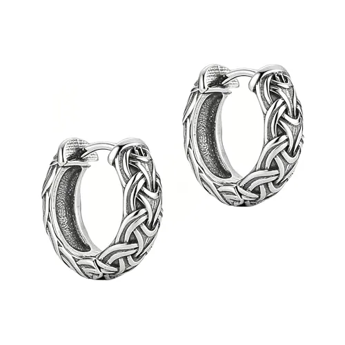 Celtic Knot Huggie Earrings, stainless steel
