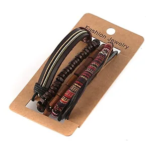 Hemp Cords Wood Bracelet, leather, another view