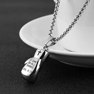 Bible Verse Pendant, stainless steel, another view