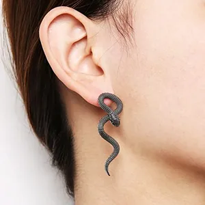 Snake Stud Earrings, stainless steel, another view