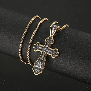 Eastern Orthodox Cross Chain, stainless steel, another view