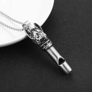Viking Wolf Head Whistle, stainless steel, another view