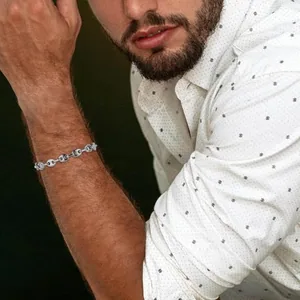 Coffee Bean Bracelet, stainless steel, 7 mm, gold, another view