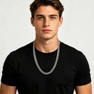 Chain, stainless steel, Cuban link, 9 mm, another view