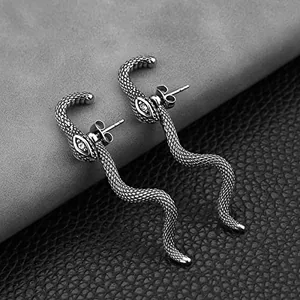 Snake Stud Earrings, stainless steel, another view