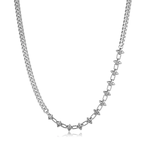 Spliced Pendant, stainless steel, curb chain