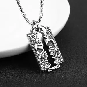 Skull Pendant, stainless steel, box chain, 22 in, another view