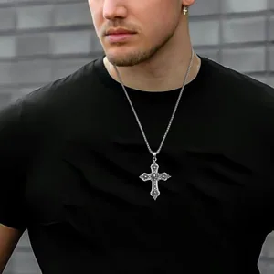 Cross Pendant, stainless steel, box chain, another view