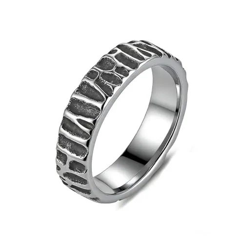 Forged Texture Narrow Ring, stainless steel
