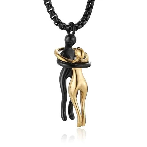 Hug Couple Pendant, stainless steel
