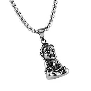 Tibetan Amitabha Buddha Pendant, stainless steel, silver, another view