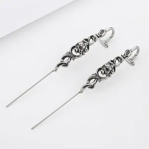 Skeleton Skull Stud Earrings, stainless steel, another view