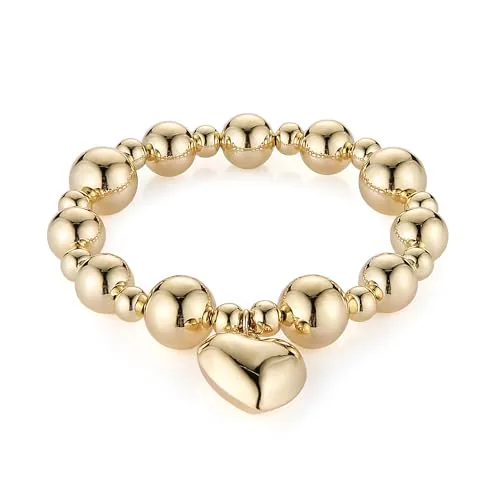 Beaded Bracelet, gold-plated steel, gold