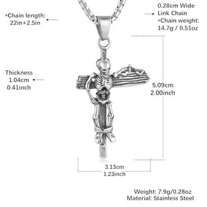 Cross Pendant, stainless steel, box chain, another view