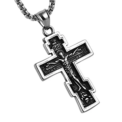 Orthodox Cross Crucifix Pendant, stainless steel