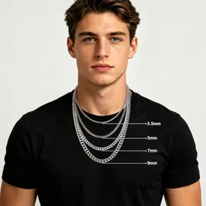Chain, stainless steel, Cuban link, 3.5 mm, another view