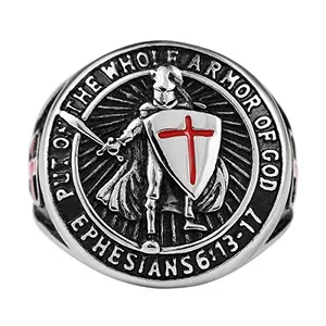 Knights Templar Ring, stainless steel, another view