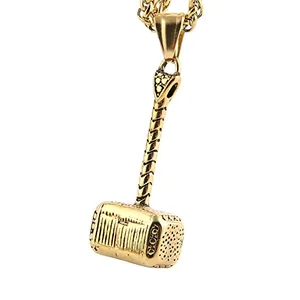 Thor Hammer Pendant, stainless steel, gold, another view
