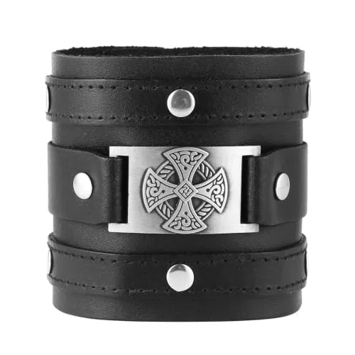 Viking Cuff Bracelet, leather
