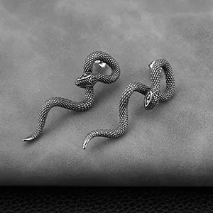 Snake Stud Earrings, stainless steel, another view