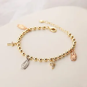 Virgin Mary Cross Rosary, gold-plated steel, another view