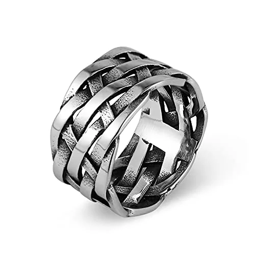 Woven Plaited Braided Ring, stainless steel