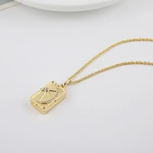 Rectangle Compass Photo Pendant, gold-plated steel, gold, another view