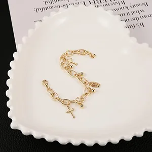 Dainty Bead Rosary, gold-plated steel, cable chain, gold, another view