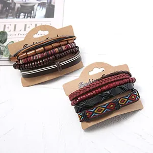Hemp Cords Wood Bracelet, leather, another view