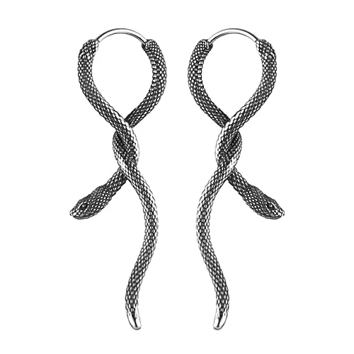 Snake Hoop Earrings, stainless steel