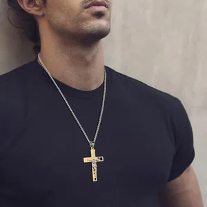 Cross Crucifix Bible Pendant, stainless steel, another view