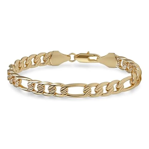 Finish Bracelet, gold-plated steel, Figaro chain, gold