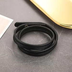 Wrap Wristband, leather, black, another view