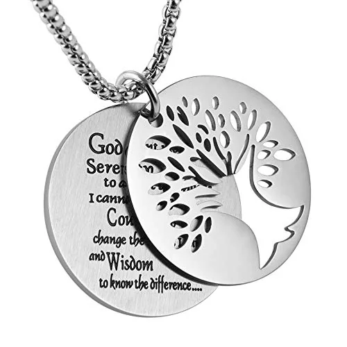 Tree Of Life Pendant, stainless steel, silver