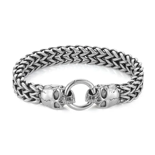 Skull Bracelet, stainless steel, red