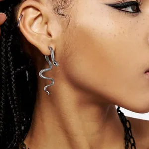 Snake Stud Earrings, stainless steel, another view