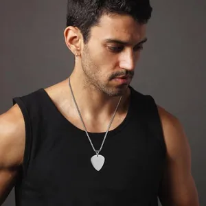 Guitar Pick Pendant, stainless steel, gold, another view