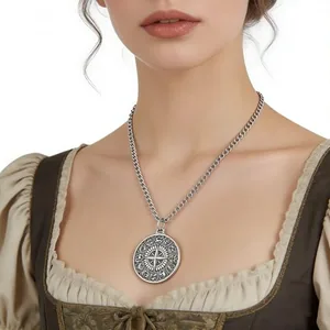 Zodiac Compass Pendant, stainless steel, another view