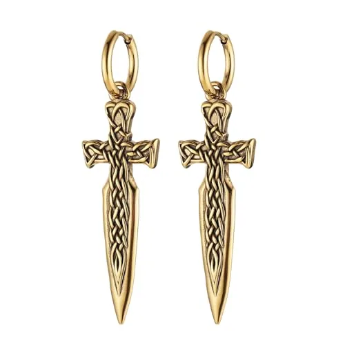 Sword Dangle Earrings, stainless steel