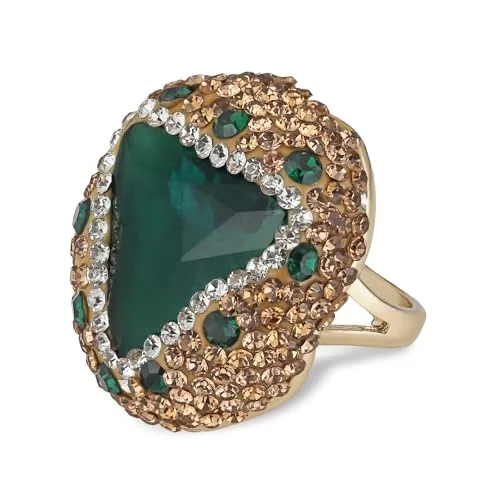 Malachite Statement Ring, gold-plated steel, green