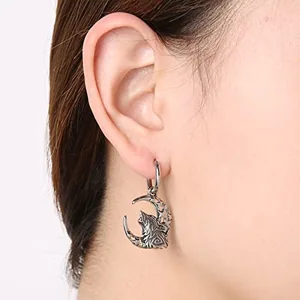 Viking Wolf Dangle Earrings, stainless steel, another view
