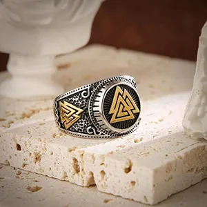 Viking Valknut Ring, stainless steel, another view
